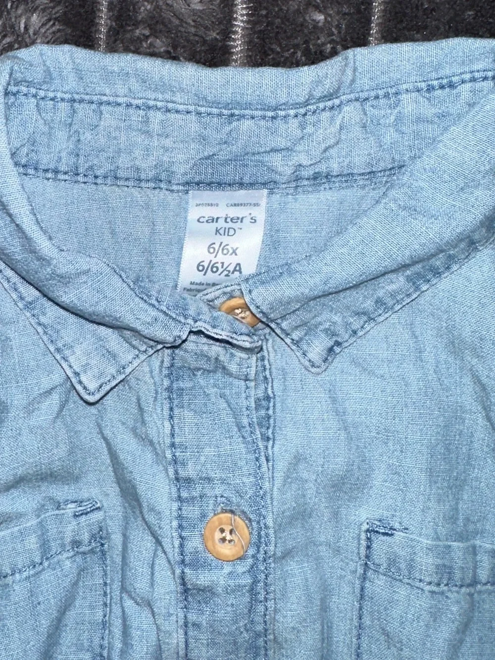Carter's girls Light Blue Denim Shirt Dress with Button Front